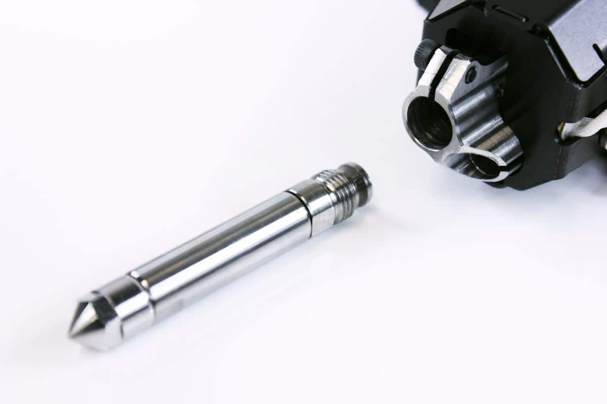Close-up view of Zephyr™ High Flow Extruder's advanced nozzle and MeltCore™ technology, showcasing the precision engineering and durable components designed for high-performance 3D printing