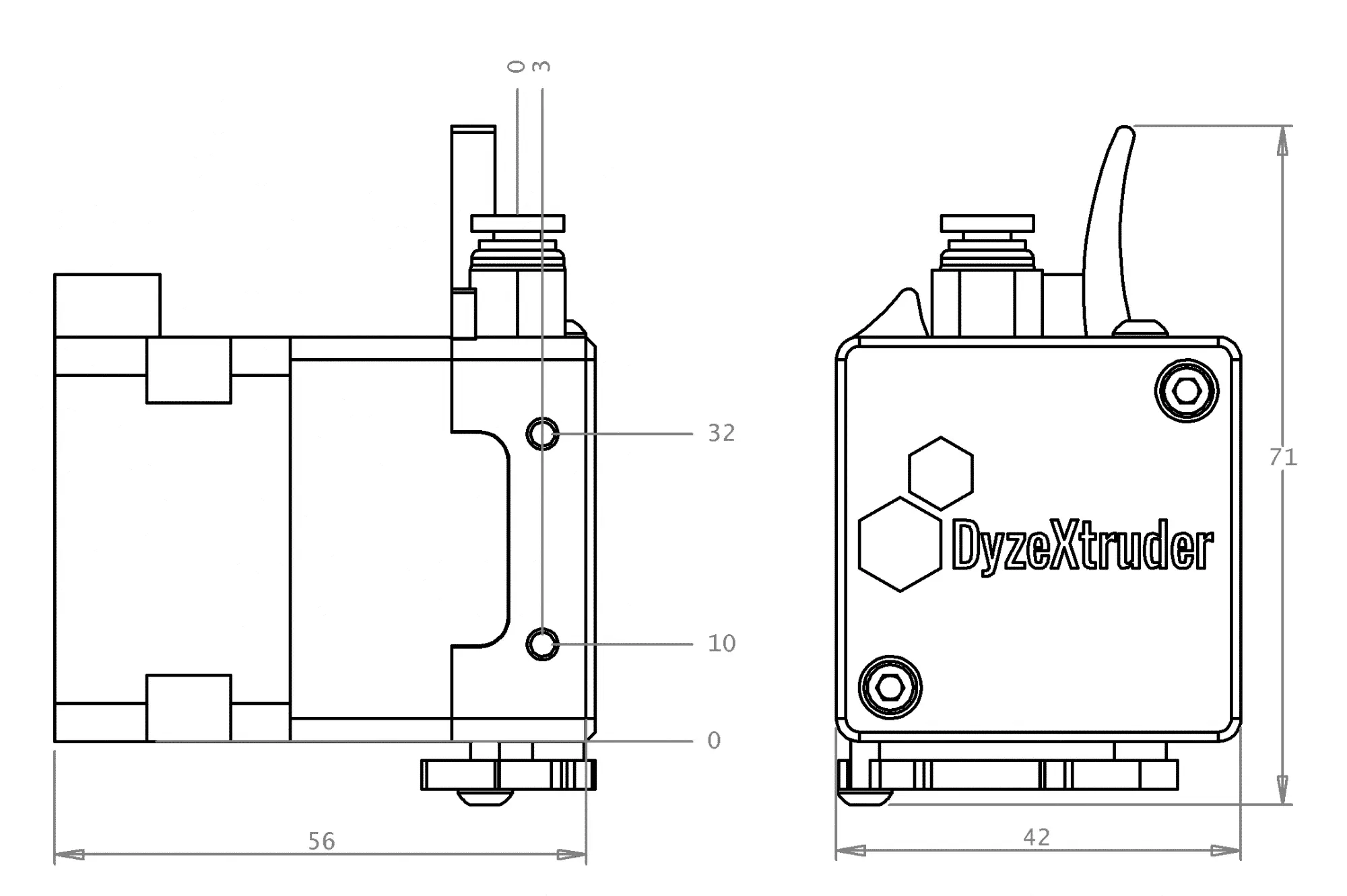 DyzeXtruder GT Dimensions